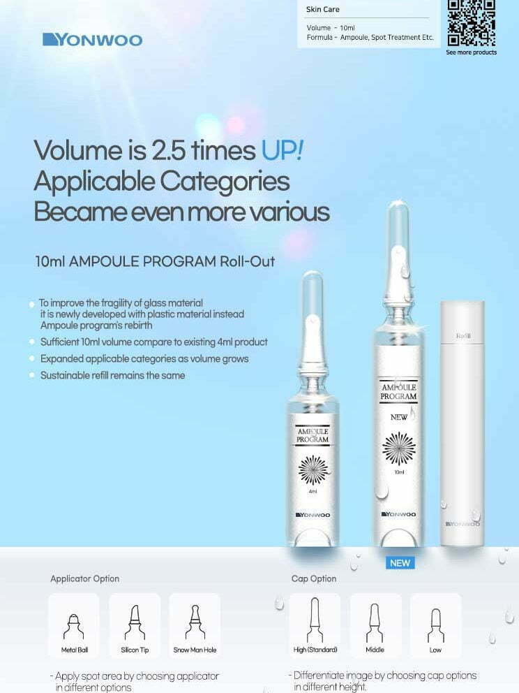 New 10ml Ampoule Program Image shows the new 10ml and its refill alongside the existing 4ml package